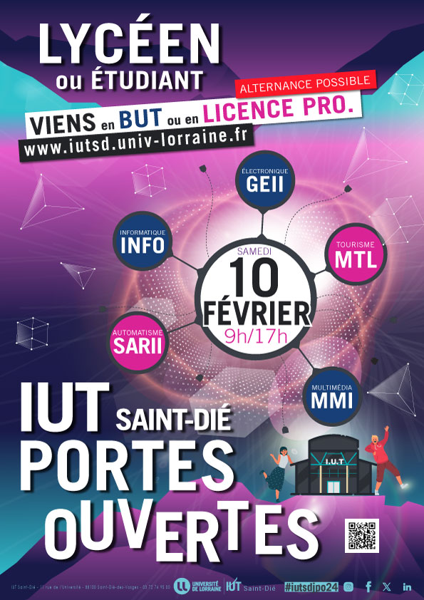 Affiche Journée Portes Ouvertes à l'IUT de Saint-Dié 2024