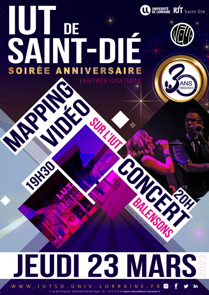 Affiche soirée anniversaire IUT de Saint-Dié