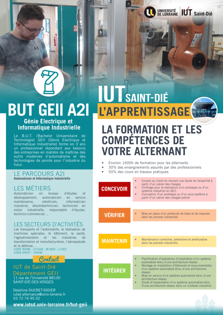 B.U.T. A2I GEII - Automatisme et Informatique Industrielle - IUT Saint-Dié