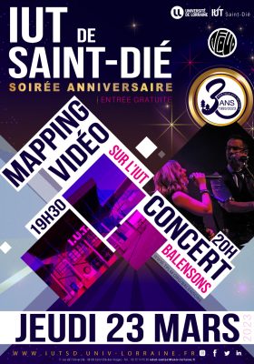 Affiche soirée anniversaire IUT de Saint-Dié